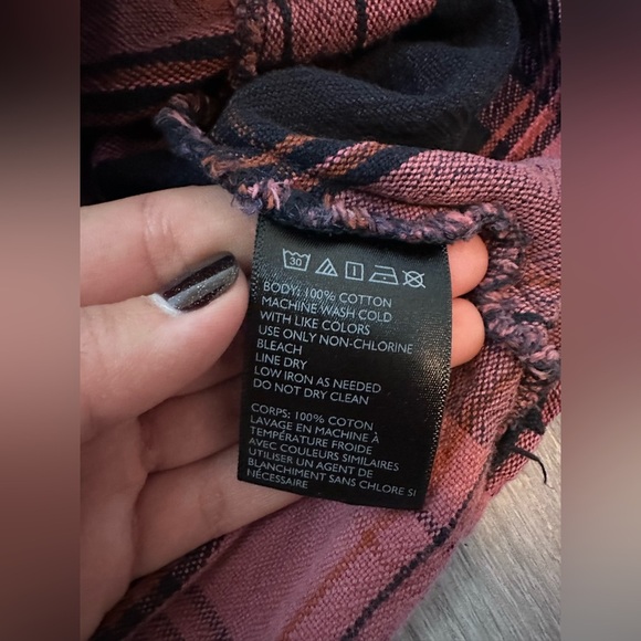 BDG Plaid Button Down Crop Shirt Size Large 100% Cotton - Picture 6 of 8